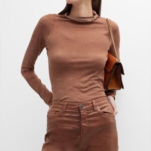 Rag and Bone Shaw Cotton Paneled Long Sleeve in Brown Multi